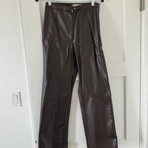 Brown faux leather pants
